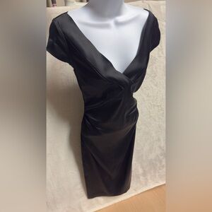 Maggy London Elegant Black Satin Dress